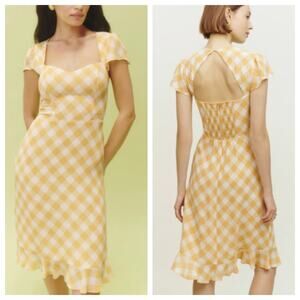 Reformation Rosi Open Back Ruffle Midi Dress Size 6